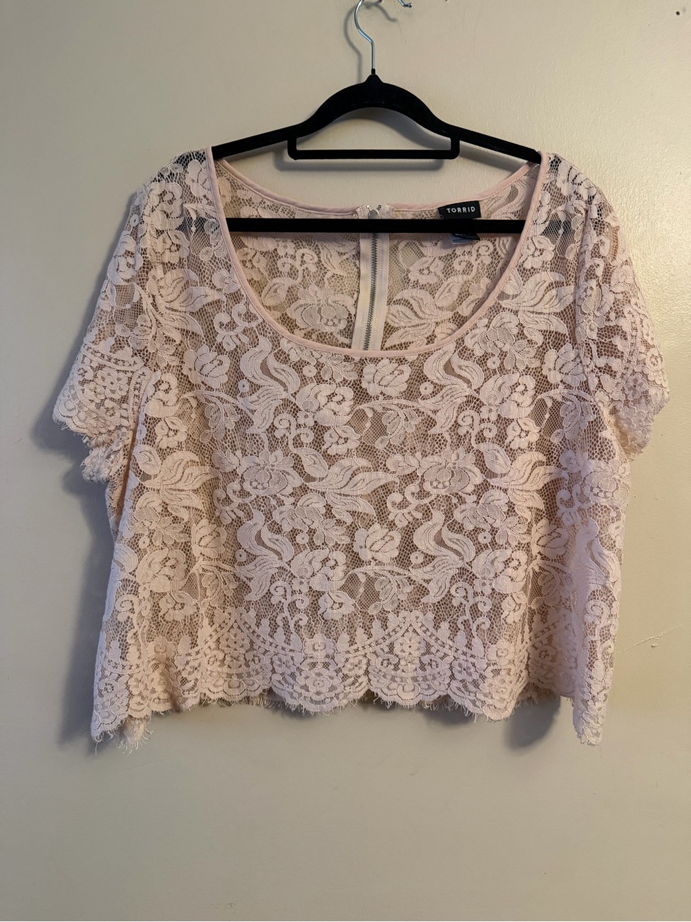 torrid Pale Blush Lace Floral Crop Top